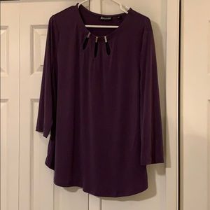 Three Quarter Sleeve Dark Purple Blouse